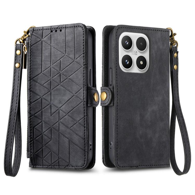 For Xiaomi 17 Geometric Zipper Wallet Side Buckle Leather Phone Case