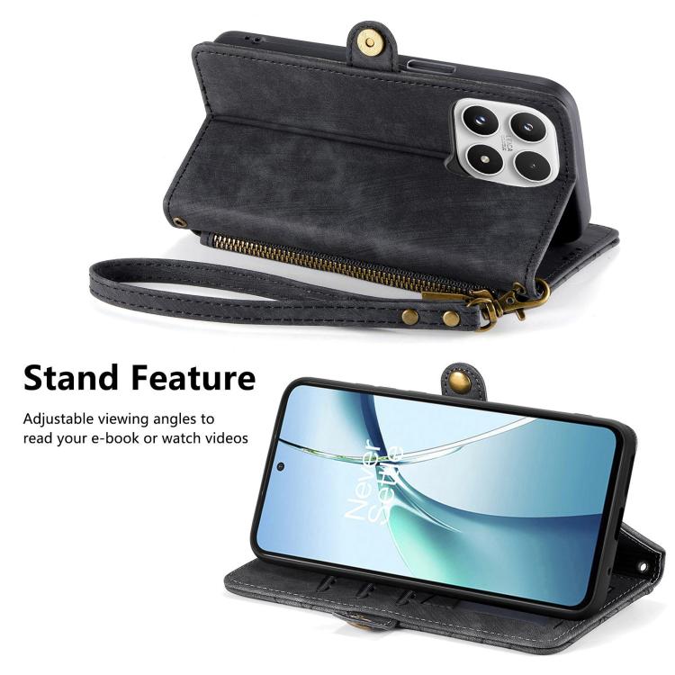 For Xiaomi 17 Geometric Zipper Wallet Side Buckle Leather Phone Case