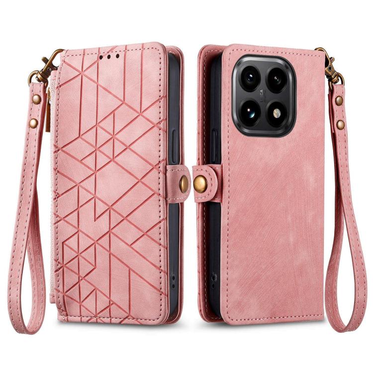 For Xiaomi 15T Geometric Zipper Wallet Side Buckle Leather Phone Case