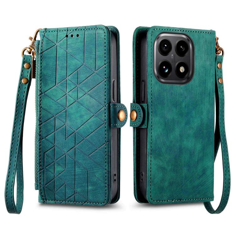 For Xiaomi 15T Geometric Zipper Wallet Side Buckle Leather Phone Case