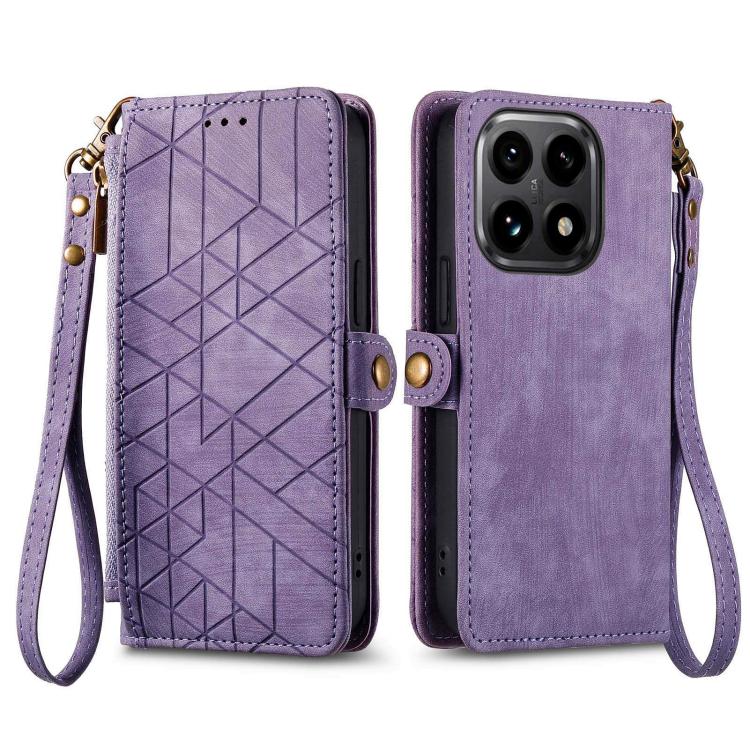 For Xiaomi 15T Geometric Zipper Wallet Side Buckle Leather Phone Case
