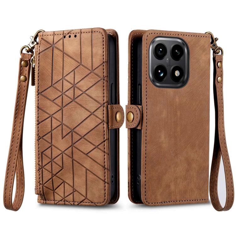 For Xiaomi 15T Geometric Zipper Wallet Side Buckle Leather Phone Case