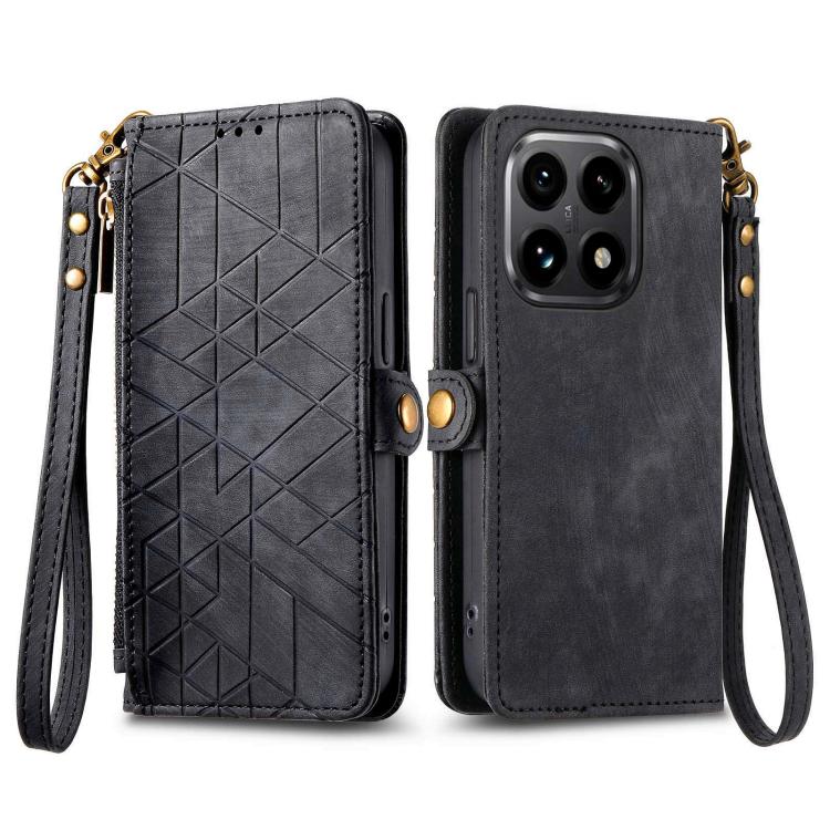For Xiaomi 15T Geometric Zipper Wallet Side Buckle Leather Phone Case