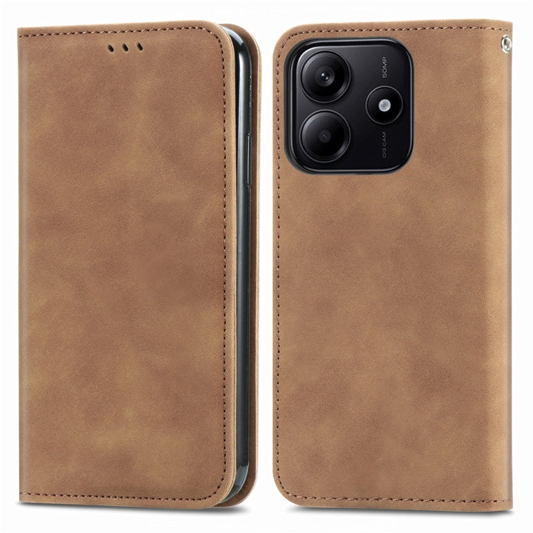 For Xiaomi Redmi Note 14 5G Retro Skin Feel Magnetic Flip Leather Phone Case