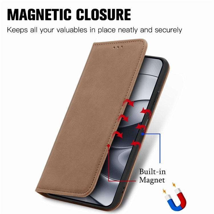 For Xiaomi Redmi Note 14 5G Retro Skin Feel Magnetic Flip Leather Phone Case