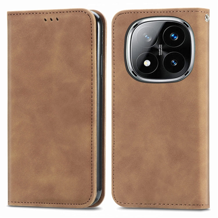 For Xiaomi Redmi Note 14 Pro 5G Retro Skin Feel Magnetic Flip Leather Phone Case