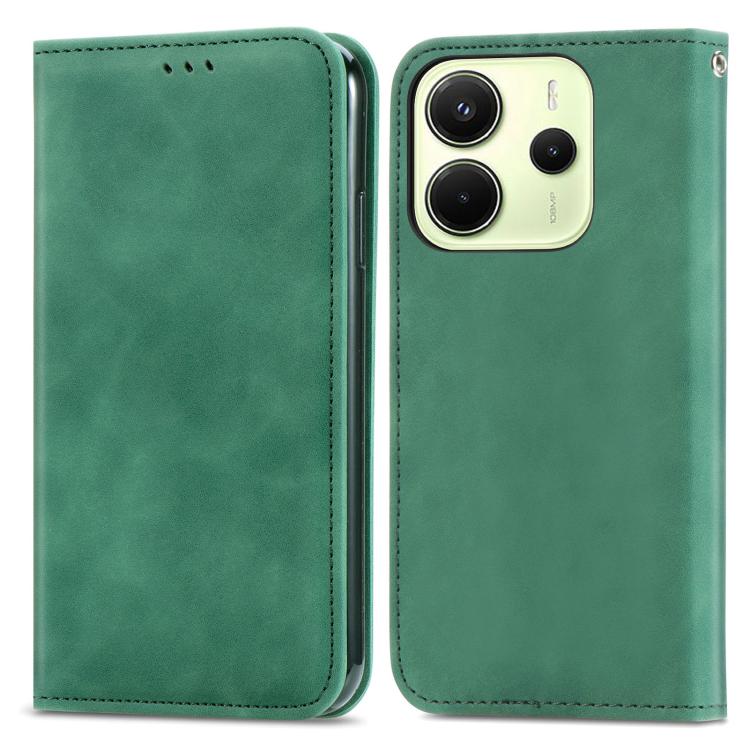 For Redmi Note 14 4G 164.84mm Retro Skin Feel Magnetic Flip Leather Phone Case