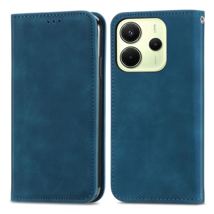 For Redmi Note 14 4G 164.84mm Retro Skin Feel Magnetic Flip Leather Phone Case