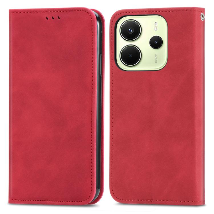 For Redmi Note 14 4G 164.84mm Retro Skin Feel Magnetic Flip Leather Phone Case