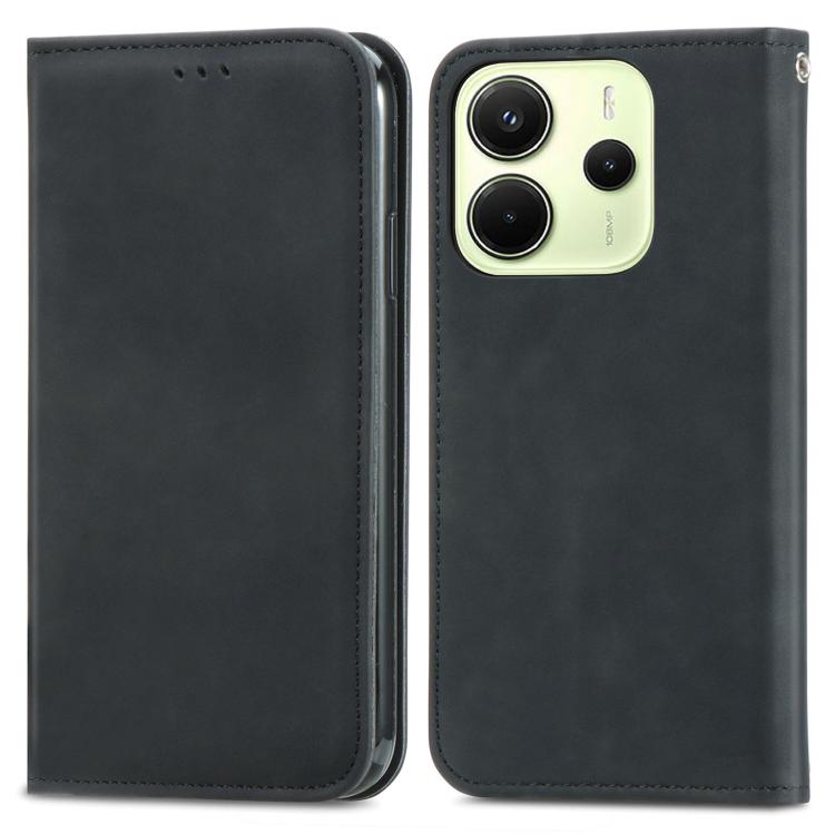 For Redmi Note 14 4G 164.84mm Retro Skin Feel Magnetic Flip Leather Phone Case