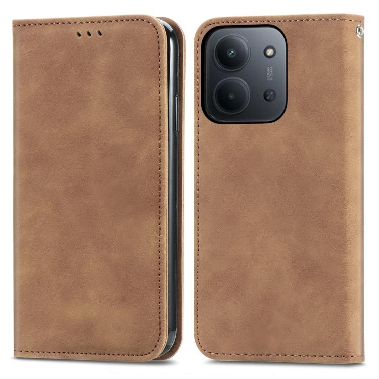 For Redmi 15C 5G / 4G Global 171mm Retro Skin Feel Magnetic Flip Leather Phone Case