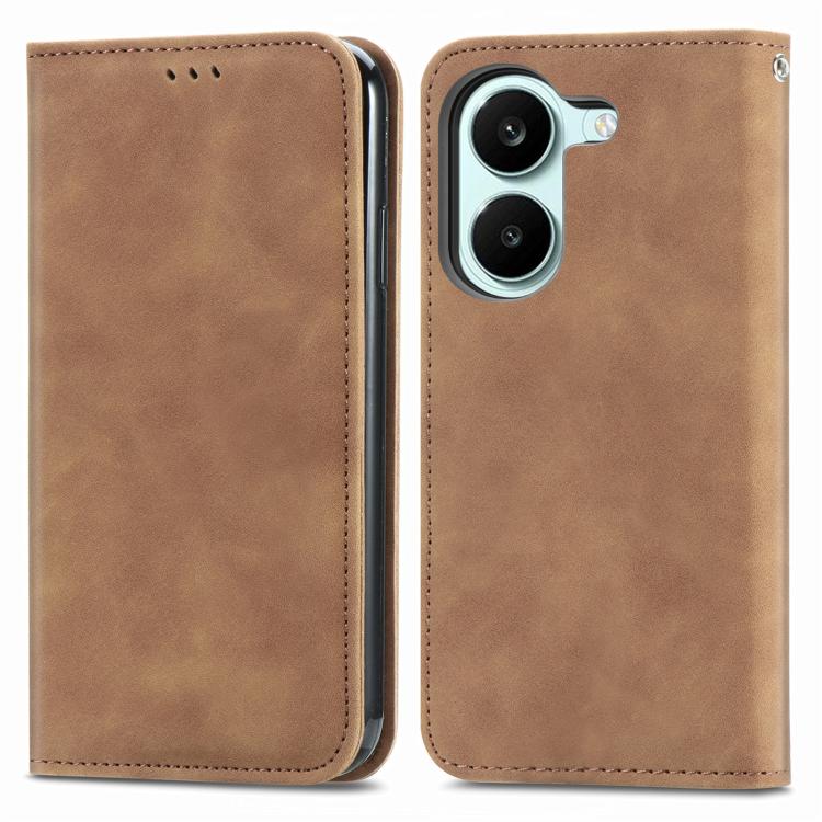For Redmi Turbo 5 5G Retro Skin Feel Magnetic Flip Leather Phone Case