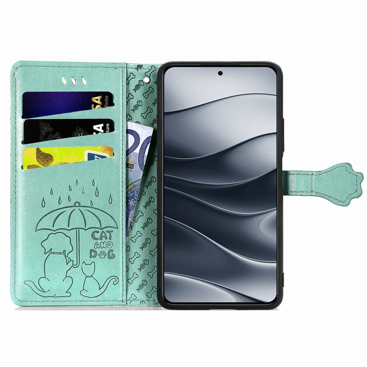 For Xiaomi Redmi Note 14 5G Cat and Dog Embossed Leather Phone Case