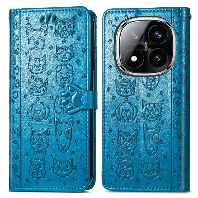 For Xiaomi Redmi Note 14 Pro+ 5G Cat and Dog Embossed Leather Phone Case