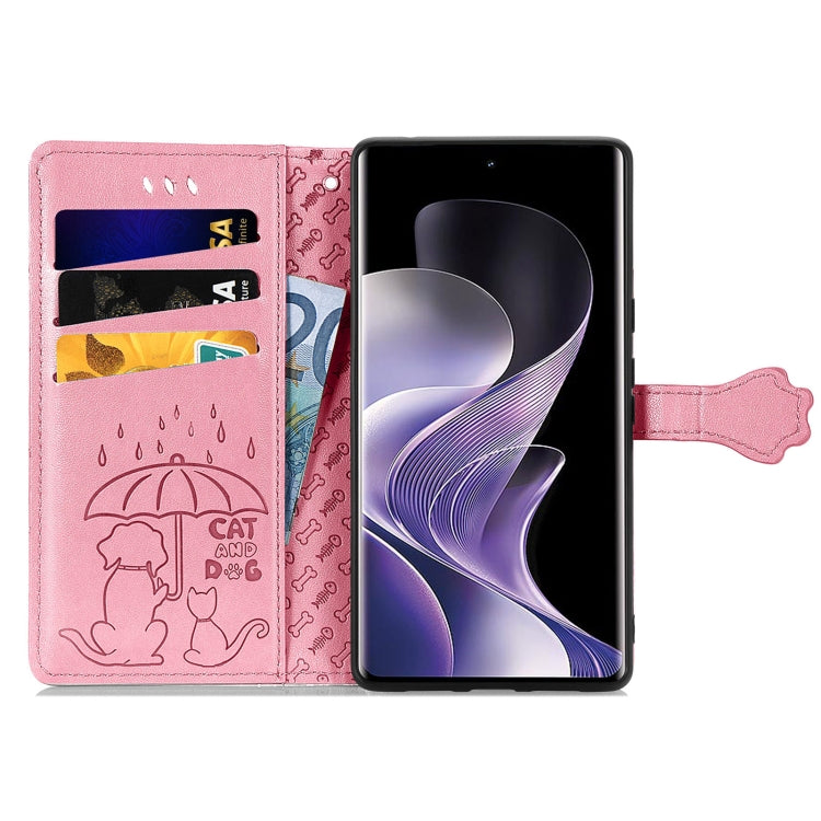 For Xiaomi Redmi Note 14 Pro+ 5G Cat and Dog Embossed Leather Phone Case