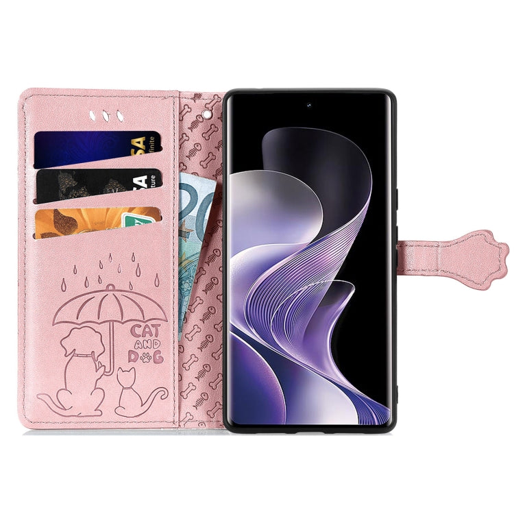 For Xiaomi Redmi Note 14 Pro+ 5G Cat and Dog Embossed Leather Phone Case
