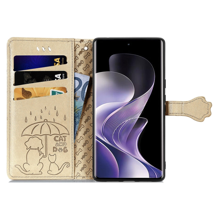 For Xiaomi Redmi Note 14 Pro+ 5G Cat and Dog Embossed Leather Phone Case