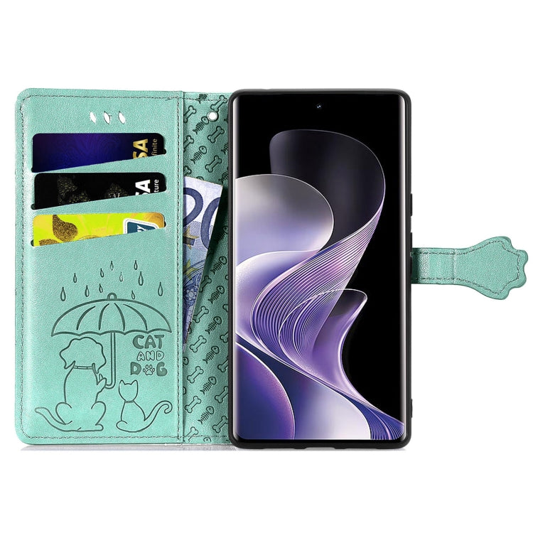 For Xiaomi Redmi Note 14 Pro+ 5G Cat and Dog Embossed Leather Phone Case