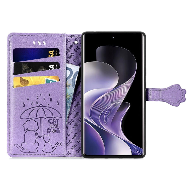 For Xiaomi Redmi Note 14 Pro+ 5G Cat and Dog Embossed Leather Phone Case