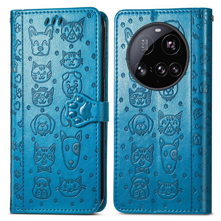 For Xiaomi 15 Ultra Cat and Dog Embossed Leather Phone Case