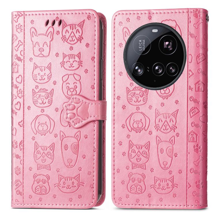 For Xiaomi 15 Ultra Cat and Dog Embossed Leather Phone Case