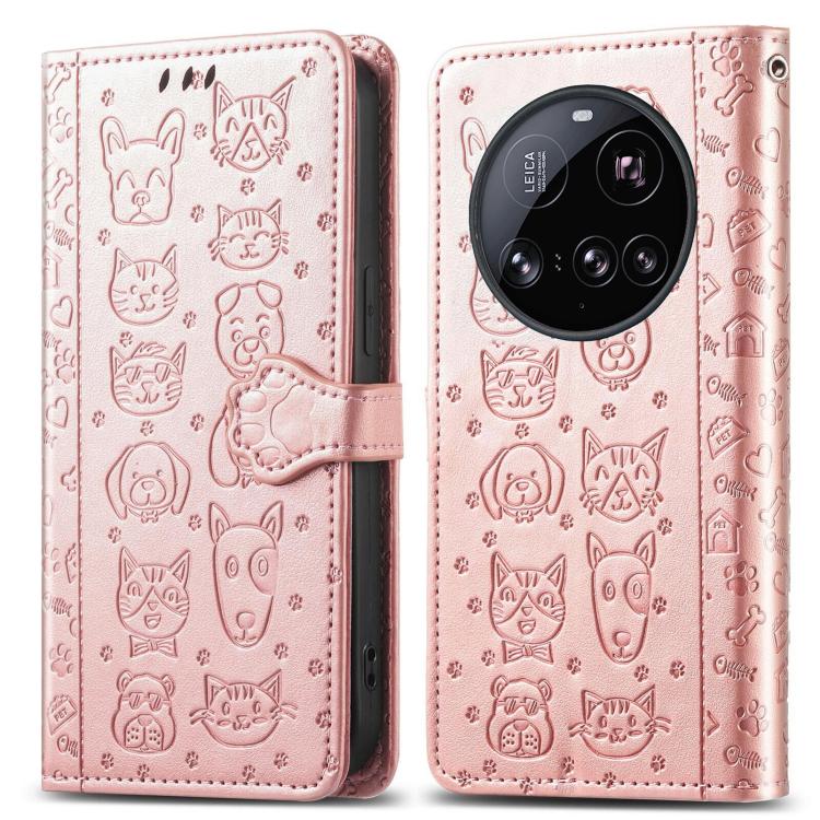 For Xiaomi 15 Ultra Cat and Dog Embossed Leather Phone Case