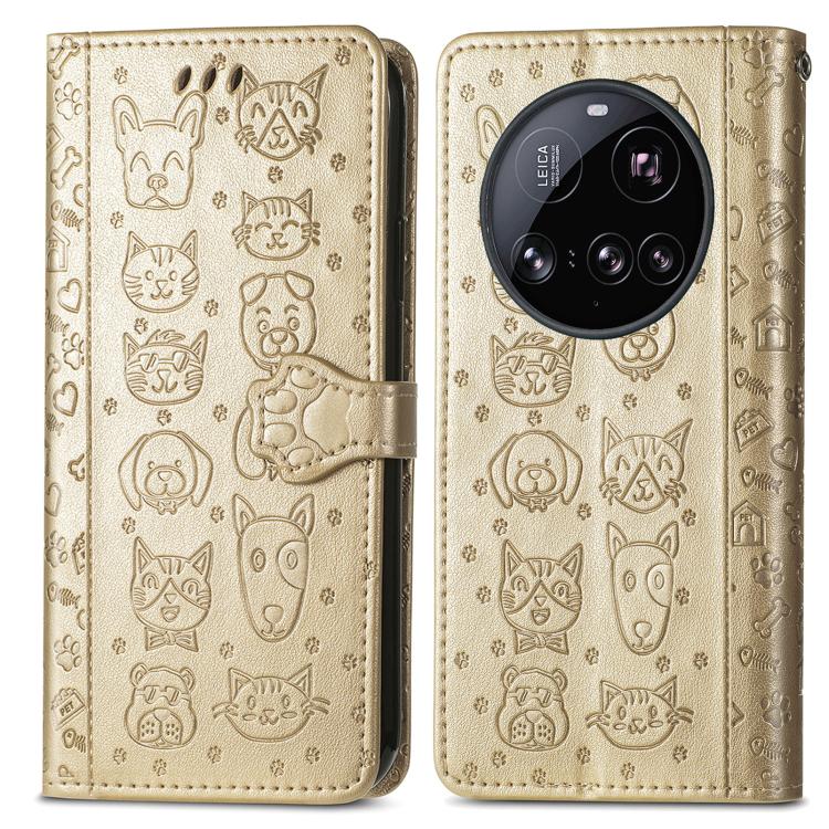 For Xiaomi 15 Ultra Cat and Dog Embossed Leather Phone Case