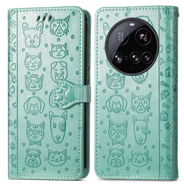 For Xiaomi 15 Ultra Cat and Dog Embossed Leather Phone Case