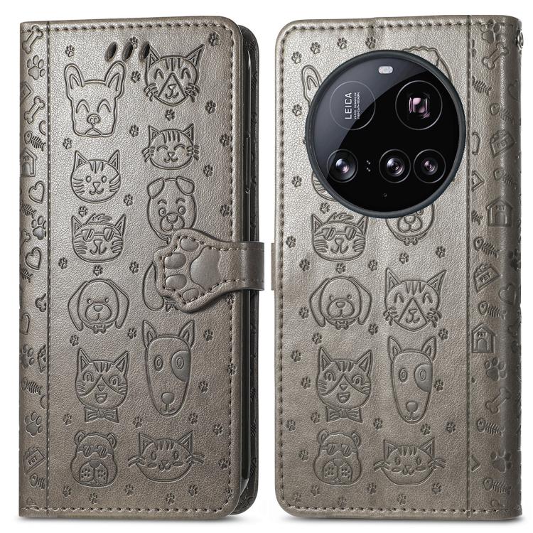 For Xiaomi 15 Ultra Cat and Dog Embossed Leather Phone Case