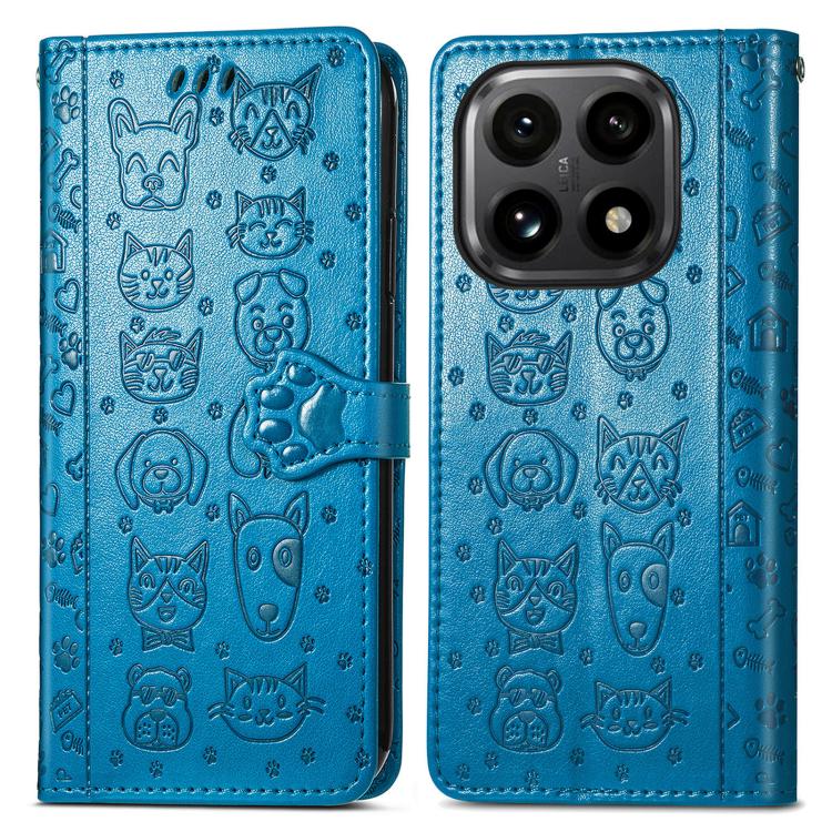 For Xiaomi 15T Cat and Dog Embossed Leather Phone Case