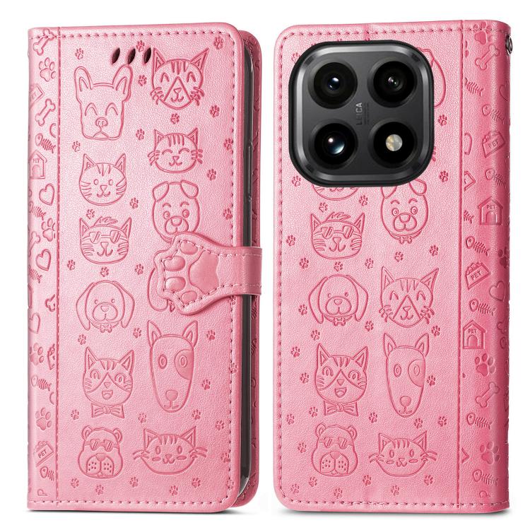 For Xiaomi 15T Cat and Dog Embossed Leather Phone Case
