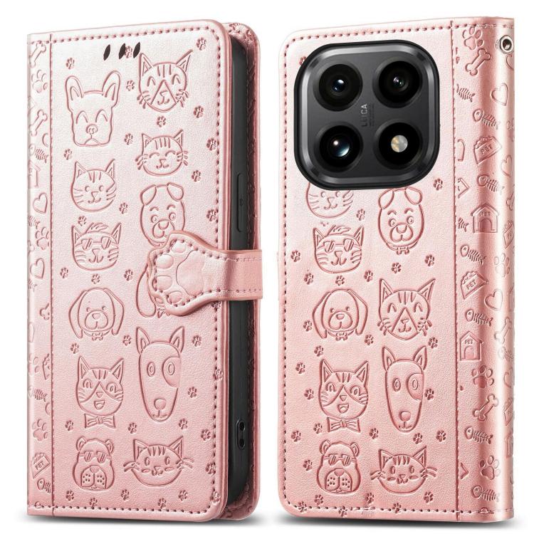 For Xiaomi 15T Cat and Dog Embossed Leather Phone Case