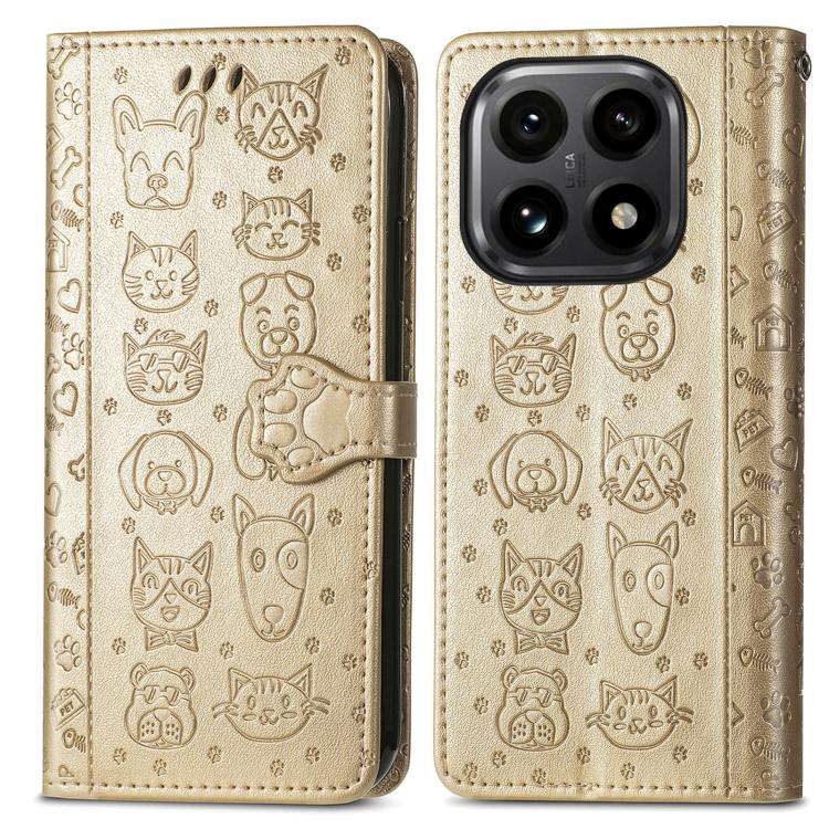 For Xiaomi 15T Cat and Dog Embossed Leather Phone Case