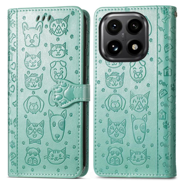 For Xiaomi 15T Cat and Dog Embossed Leather Phone Case