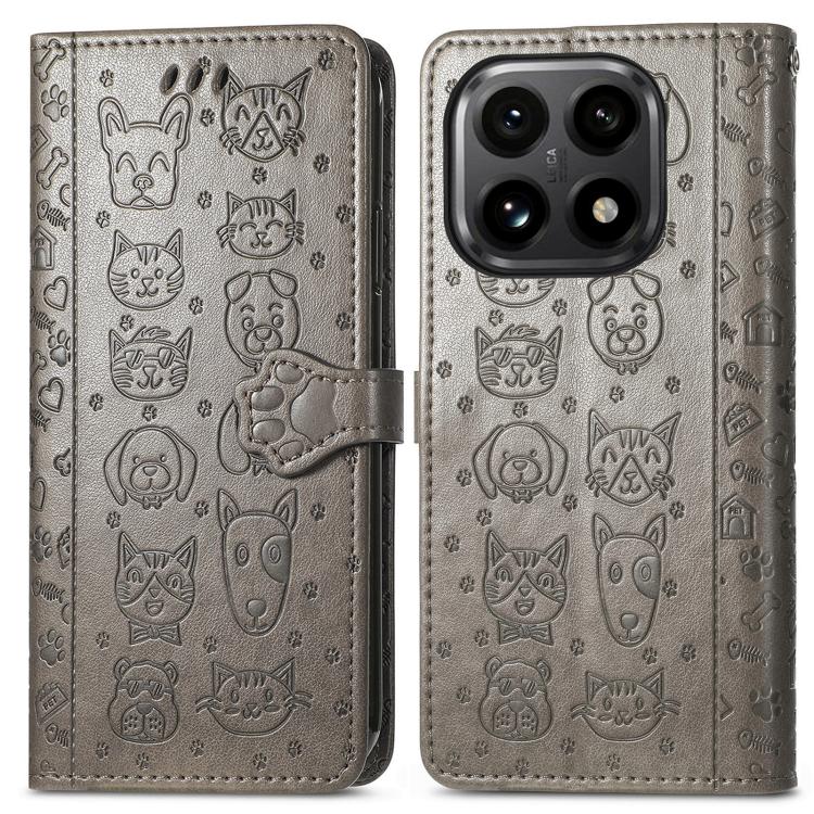 For Xiaomi 15T Cat and Dog Embossed Leather Phone Case