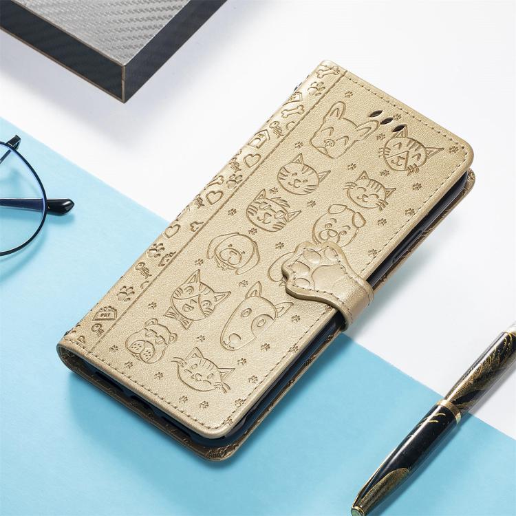 For Xiaomi 17 Pro Cat and Dog Embossed Leather Phone Case