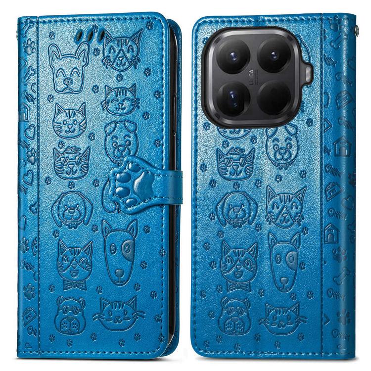 For Xiaomi 15T Pro Cat and Dog Embossed Leather Phone Case
