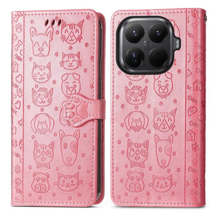 For Xiaomi 15T Pro Cat and Dog Embossed Leather Phone Case