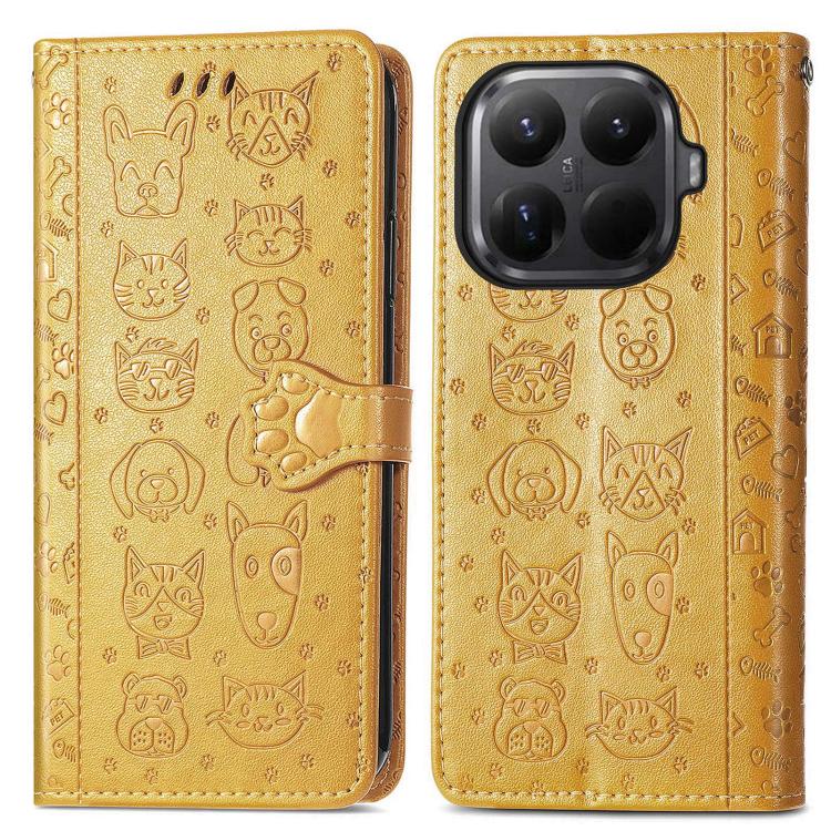 For Xiaomi 15T Pro Cat and Dog Embossed Leather Phone Case