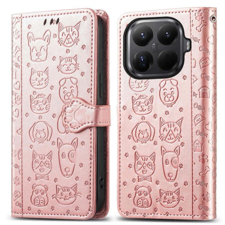 For Xiaomi 15T Pro Cat and Dog Embossed Leather Phone Case