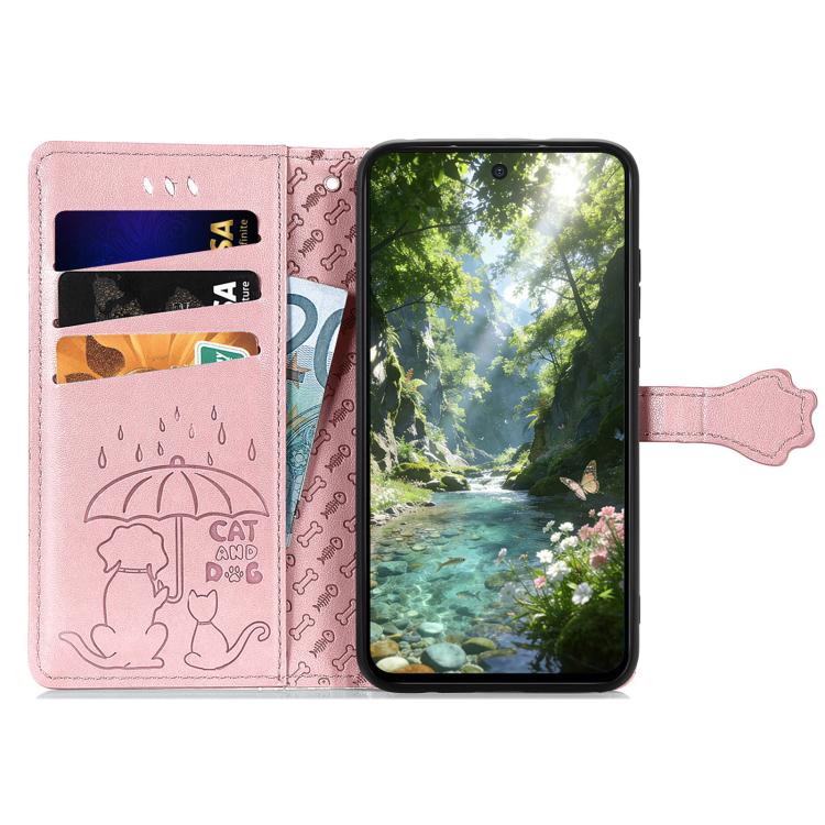 For Redmi Turbo 5 5G Cat and Dog Embossed Leather Phone Case