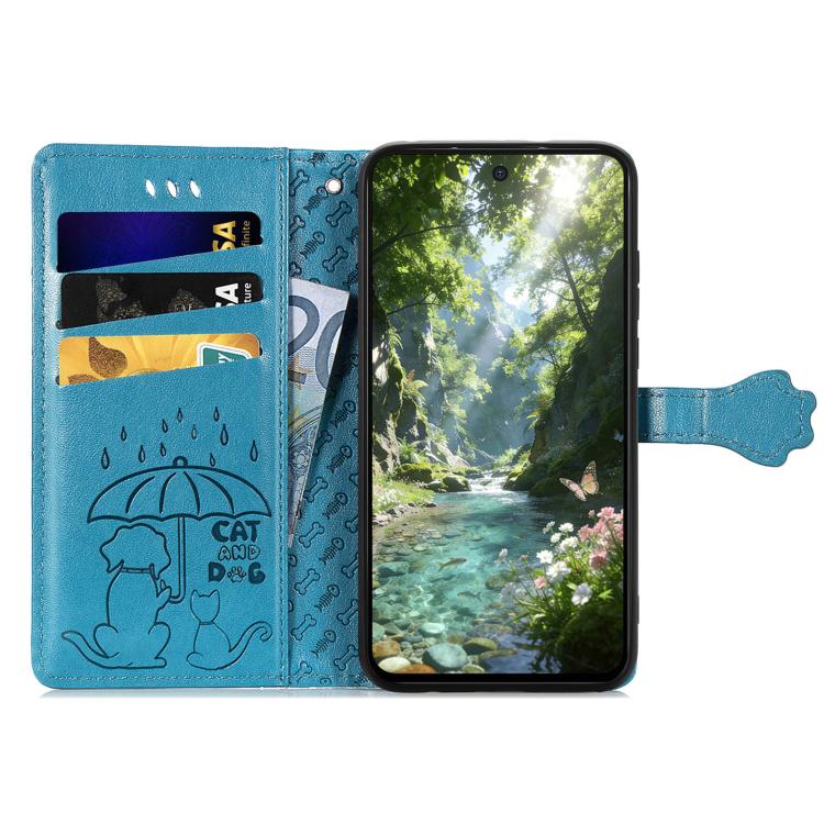For Xiaomi Poco X8 Pro 5G Cat and Dog Embossed Leather Phone Case