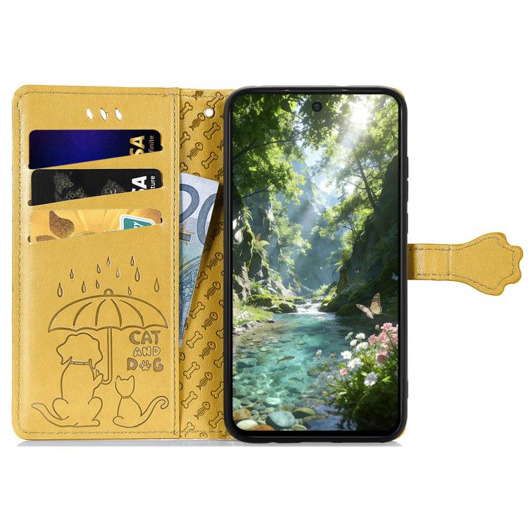 For Xiaomi Poco X8 Pro 5G Cat and Dog Embossed Leather Phone Case