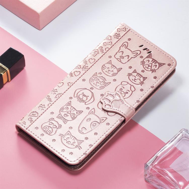 For Redmi Turbo 5 Max 5G Cat and Dog Embossed Leather Phone Case
