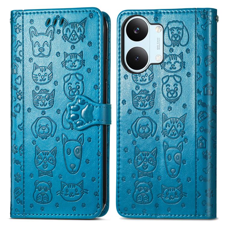 For Xiaomi Poco X8 Pro Max 5G Cat and Dog Embossed Leather Phone Case