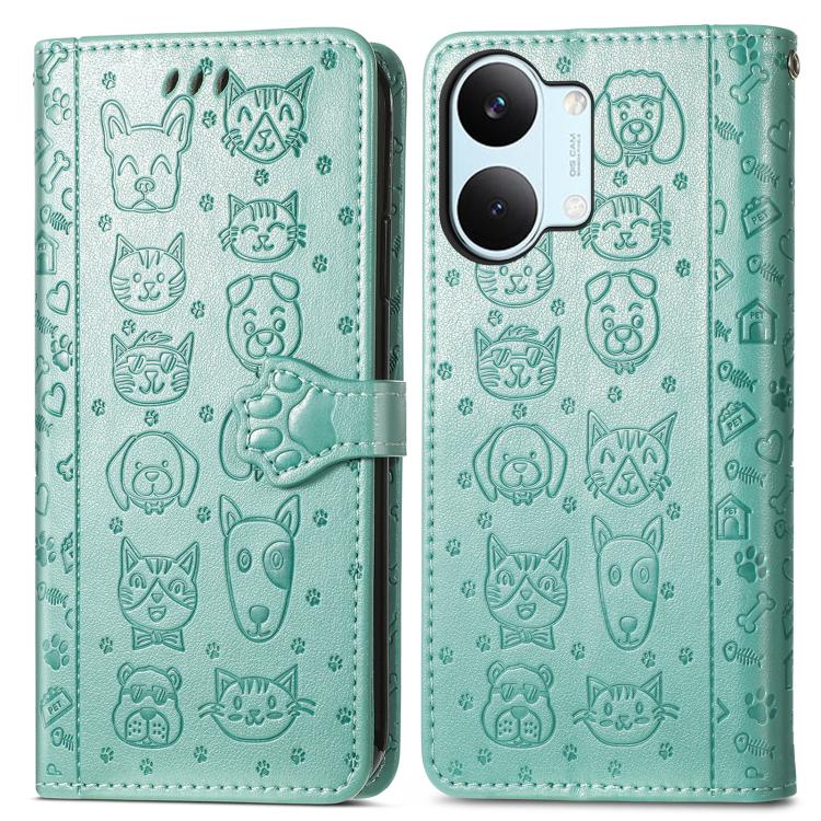 For Xiaomi Poco X8 Pro Max 5G Cat and Dog Embossed Leather Phone Case