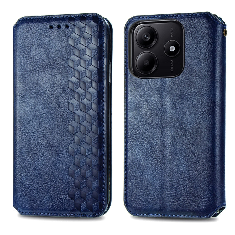 For Xiaomi Redmi Note 14 5G Cubic Grid Pressed Magnetic Leather Phone Case
