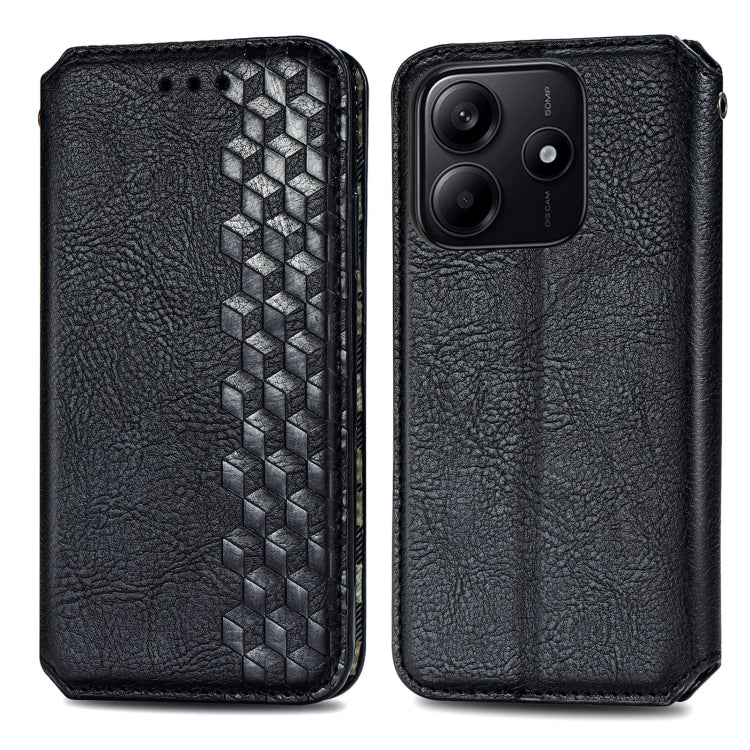 For Xiaomi Redmi Note 14 5G Cubic Grid Pressed Magnetic Leather Phone Case