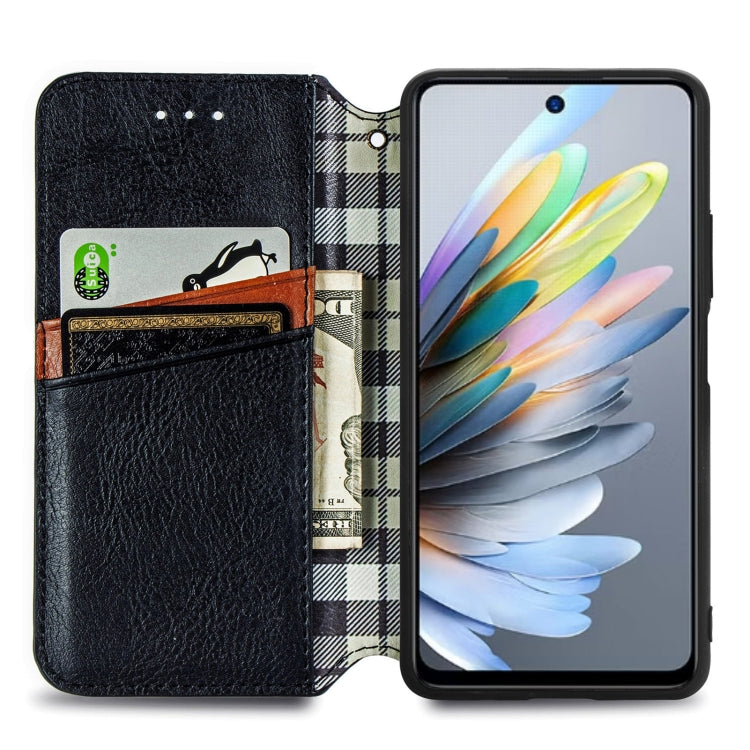 For Xiaomi Redmi Note 14 5G Cubic Grid Pressed Magnetic Leather Phone Case