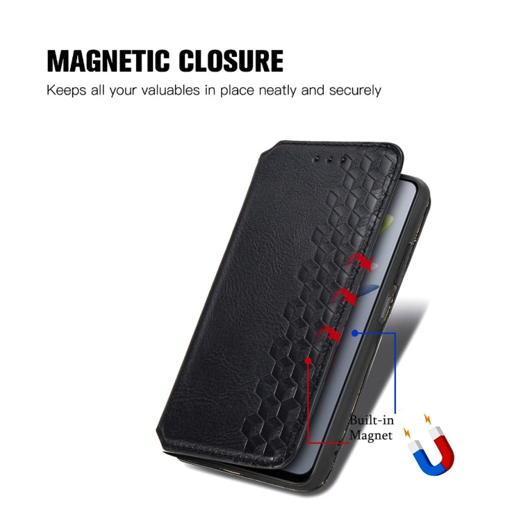 For Xiaomi Redmi Note 14 5G Cubic Grid Pressed Magnetic Leather Phone Case